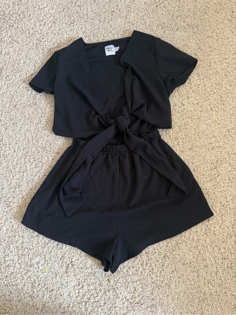 Princess Polly Black V-Neck Tie Romper